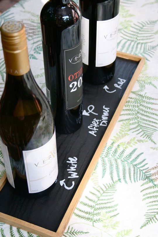 DIY chalkboard wine tray