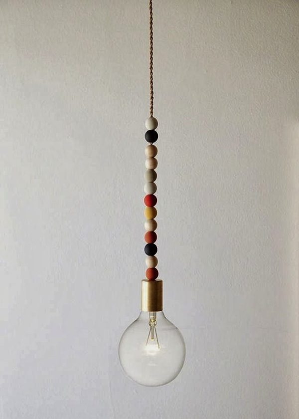 DIY wooden bead light fixture