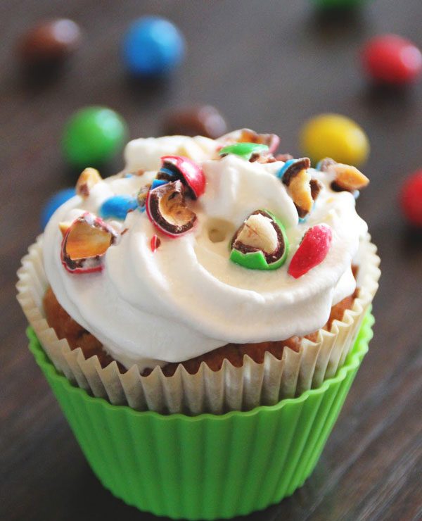 Peanut Butter Cupcakes with M&M’s