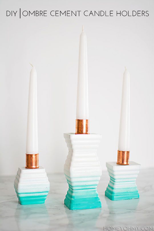 diy Ombre cement candle holders