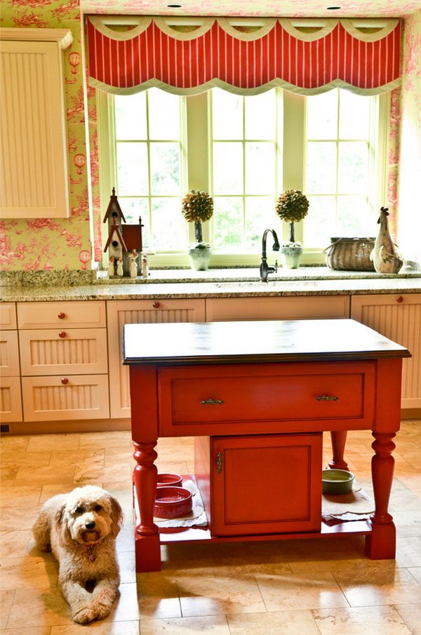 kitchen island pet feeder