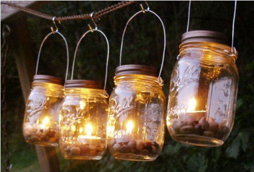 Mason Jar Lanterns Candle Holder Outdoor Lighting