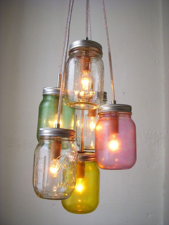 Pastels Mason Jar Chandelier