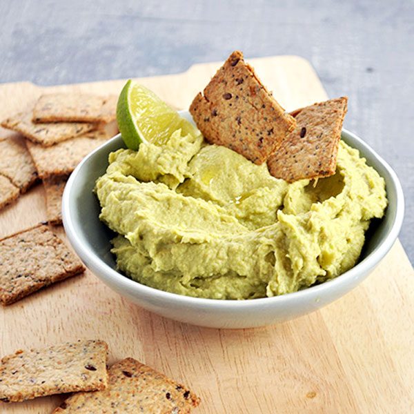 Creamy Avocado Hummus & Oatmeal Crackers