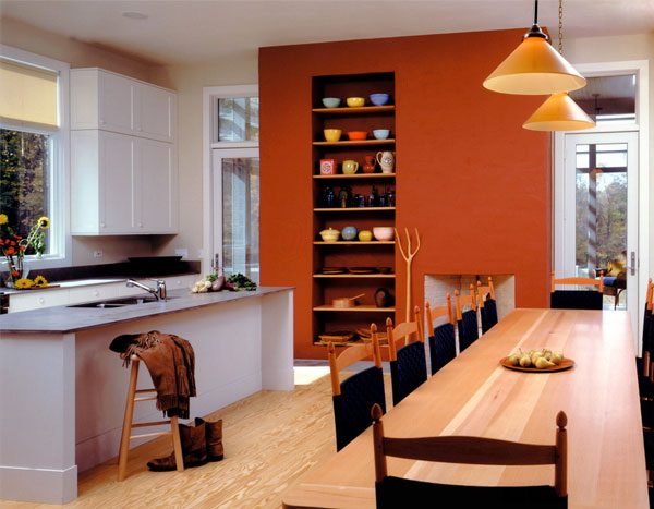 accent wall in white kitchen