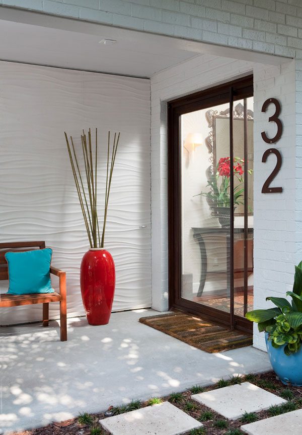 decorating front porch with tall vase