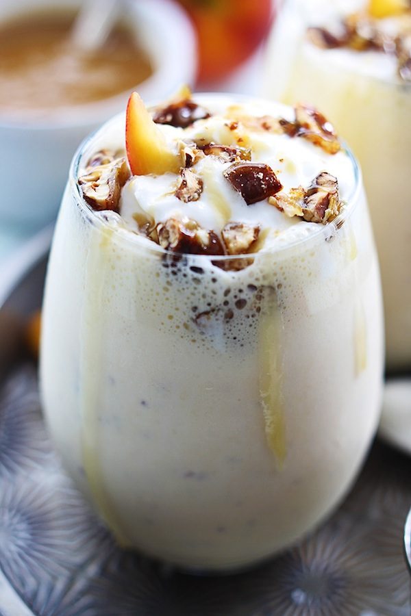 peaches n cream milkshake caramel pecans