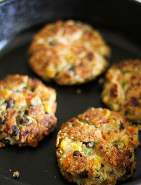 southwest veggie burgers with black bean and corn salsa