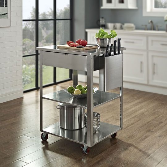 Culinary Prep Kitchen Cart in Stainless Steel