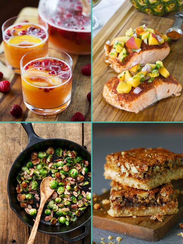 Raspberry Peach Prosecco Punch & Tart Cherry-Glazed Brussels Sprouts