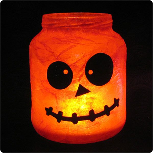 Halloween painted jar luminaries