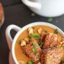 Sweet Potato Peanut Soup with Peanut Butter Croutons thumbnail