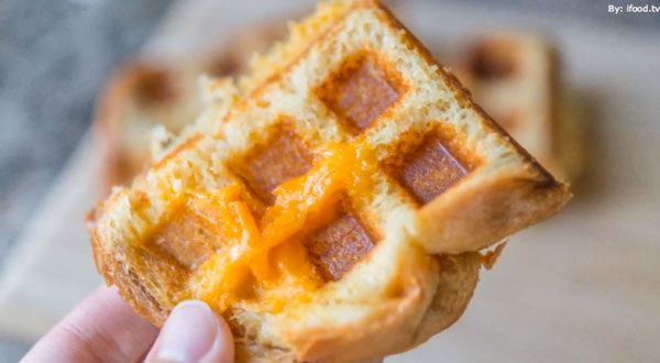 Waffle Iron Grilled Cheese Sandwich