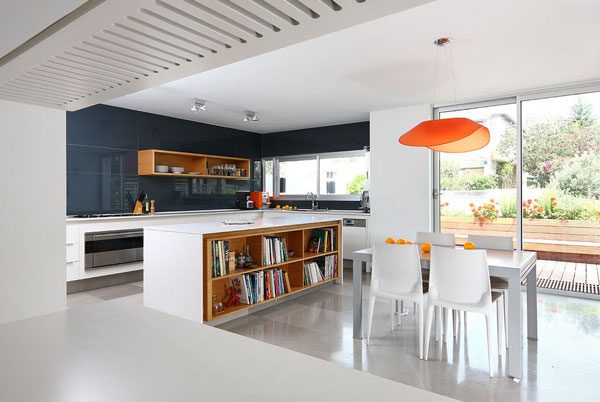 custom kitchen bookshelves