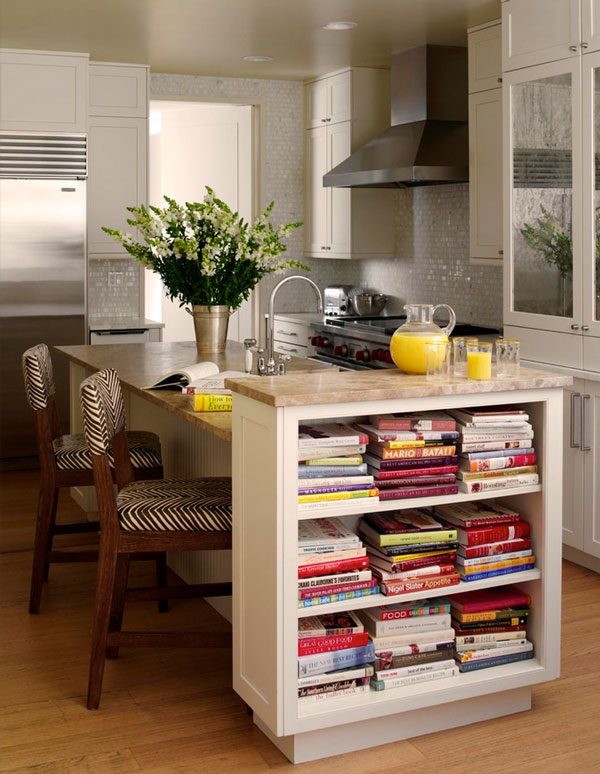 custom library in the kitchen