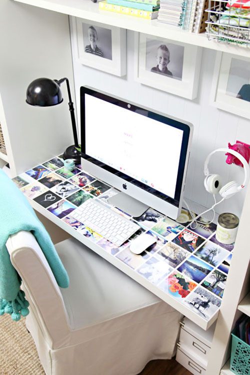 diy photo desk for a dorm room