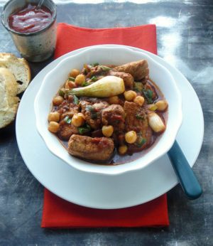 Spicy Pork Stew with Chickpeas and Scallion