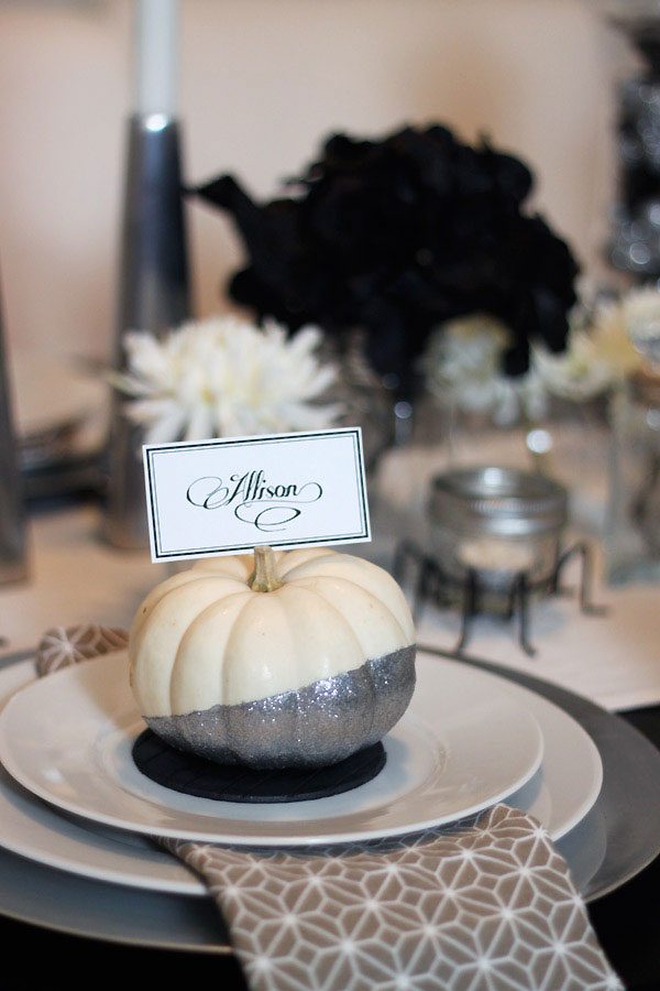 fall entertaining pumpkin placecards