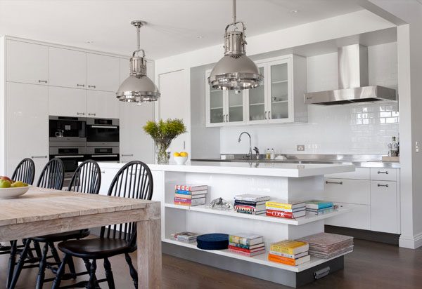 kitchen island bookshelves