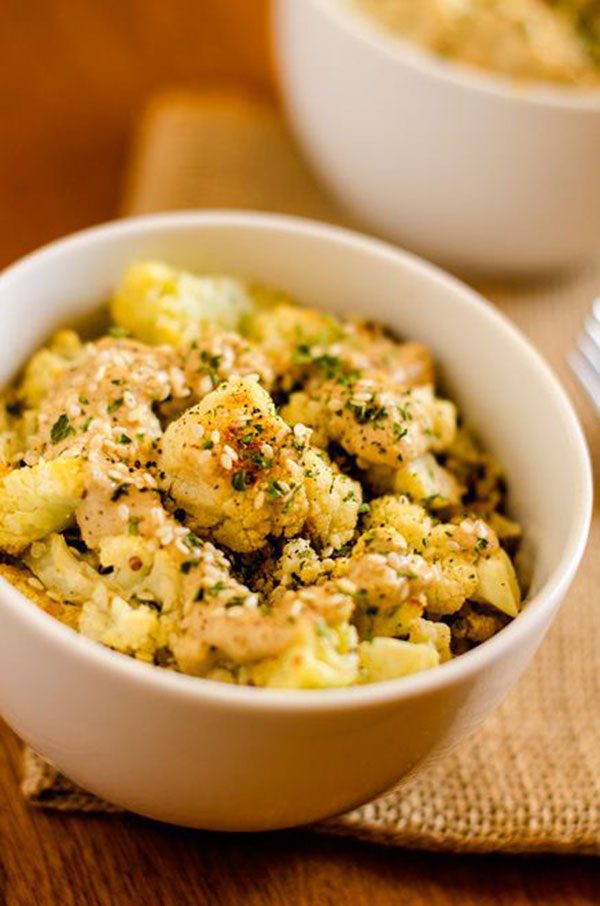 roasted cauliflower with tahini sauce