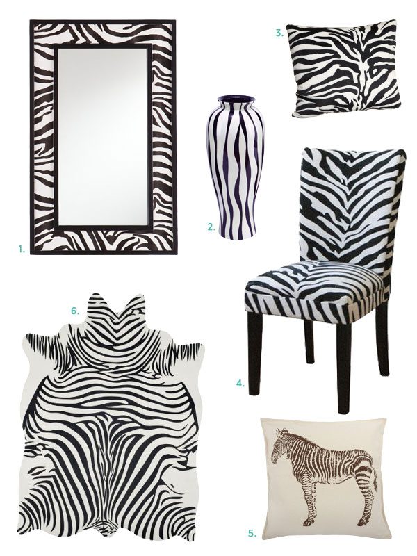 zebra print decor accessories