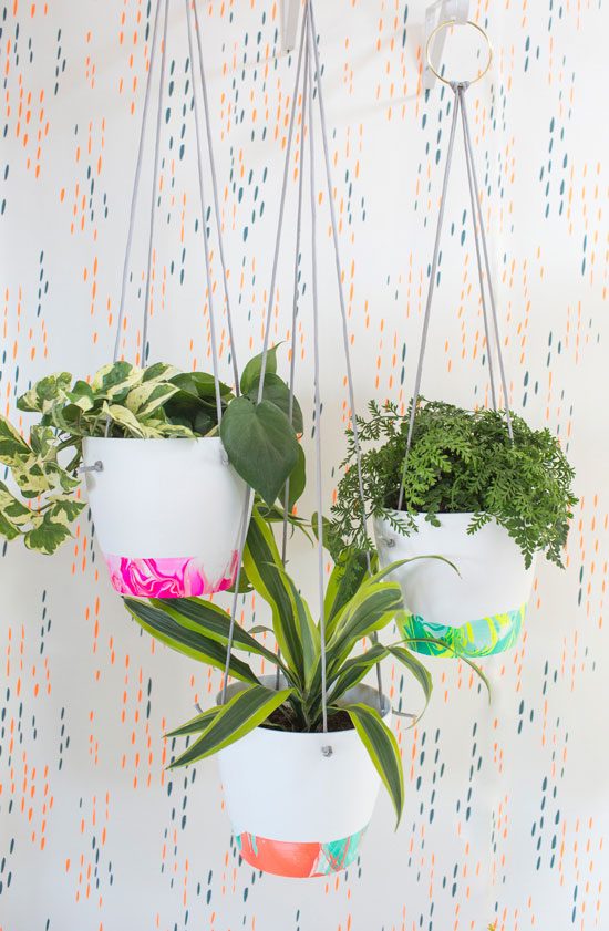 DIY marbled hanging planter