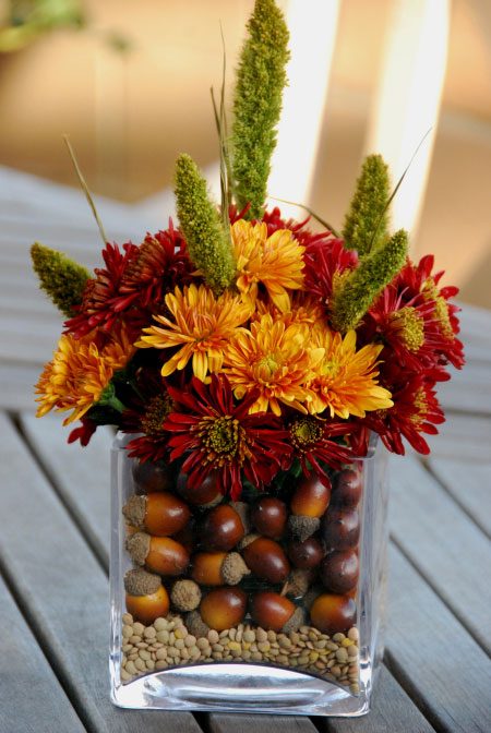 Flowers with Acorns and Lentils