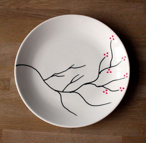 diy blossoms sharpie plate