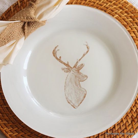 diy deer painted plates