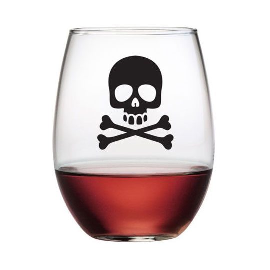 halloween skull Stemless Wine Glass