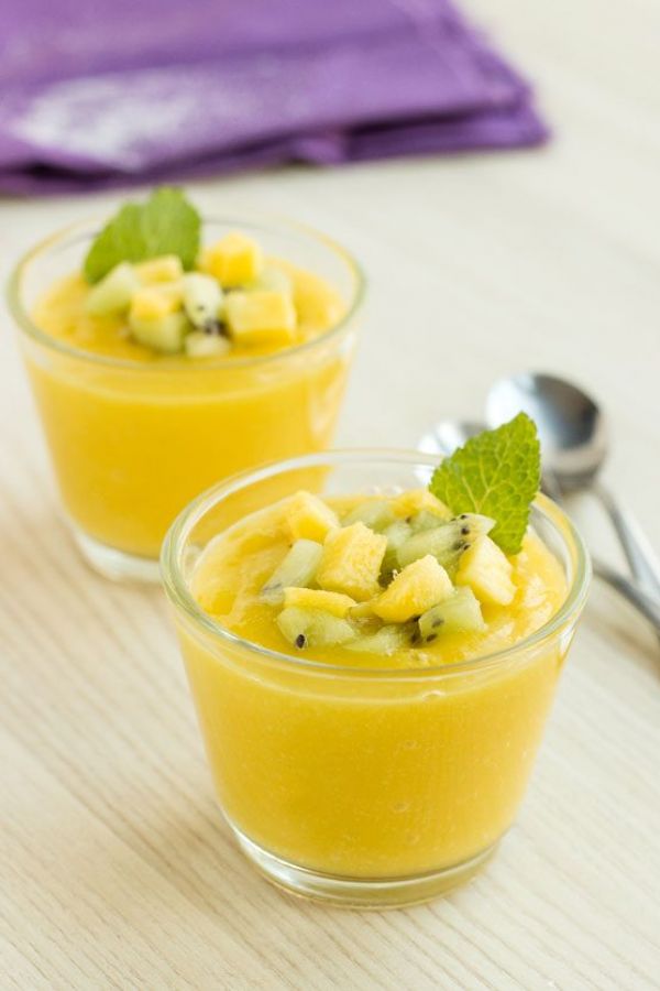 Chilled Mango Soup - #recipe by #eatwell101 - https://www.eatwell101.com/chilled-kiwi-mango-soup-recipe