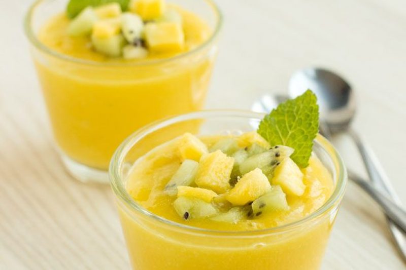 Chilled Mango Soup - #recipe by #eatwell101 - https://www.eatwell101.com/chilled-kiwi-mango-soup-recipe