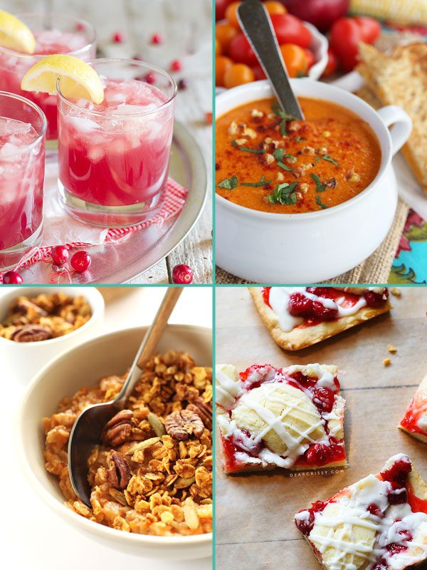 Sparkling Cranberry Punch & Roasted Sweet Corn and Tomato Soup