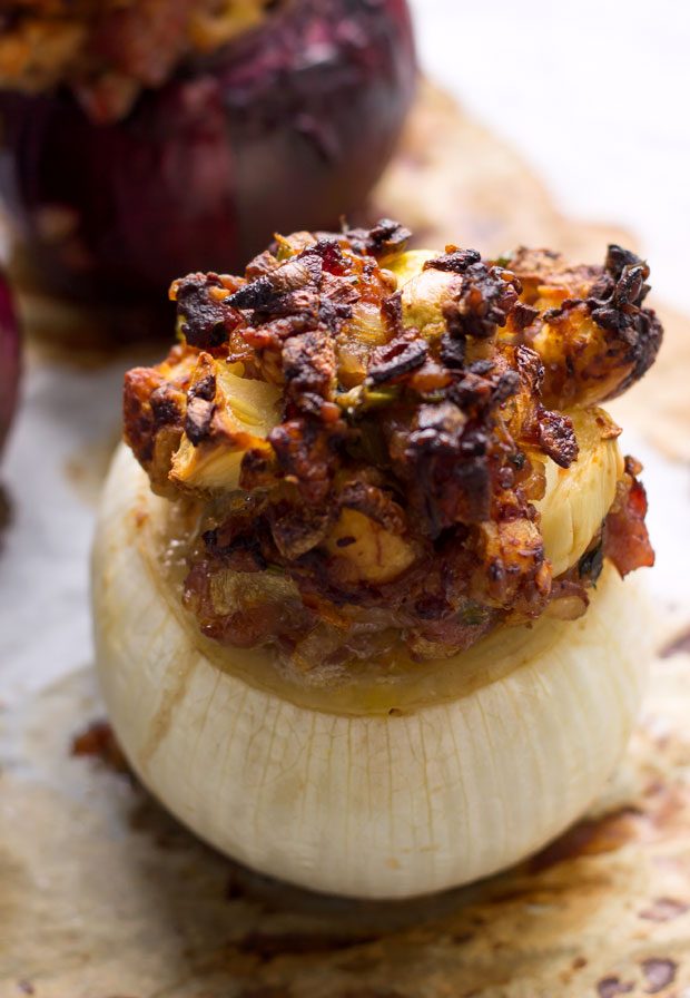 Baked Stuffed Onions With Sausage and Garlic