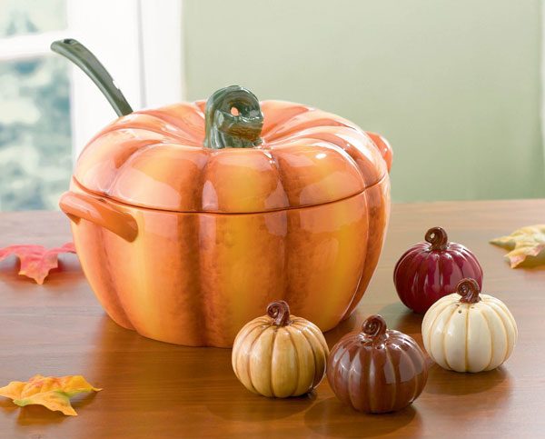 Ceramic Pumpkin Tureen with Ladle