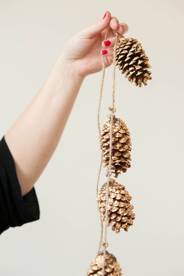 DIY Gold Leafed Pine Cones