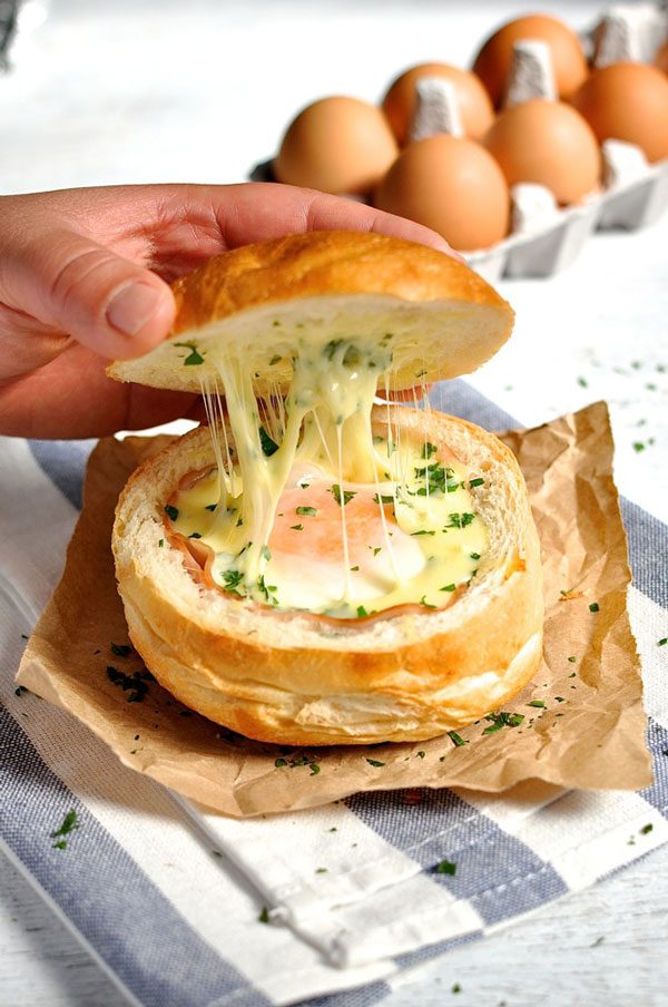 Ham Egg Cheese Bread Bowls