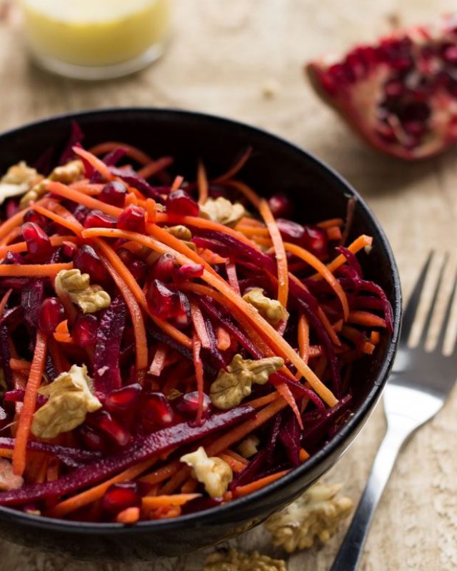 Beet Carrot Pomegranate Salad - #recipe by #eatwell101 - https://www.eatwell101.com/beet-carrot-pomegranate-salad-recipe