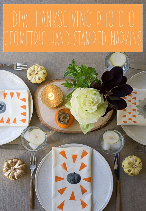 diy Thanksgiving Hand Stamped Geometric napkins