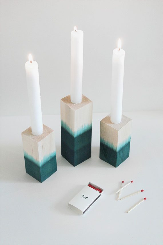 diy dip dyed candlesticks