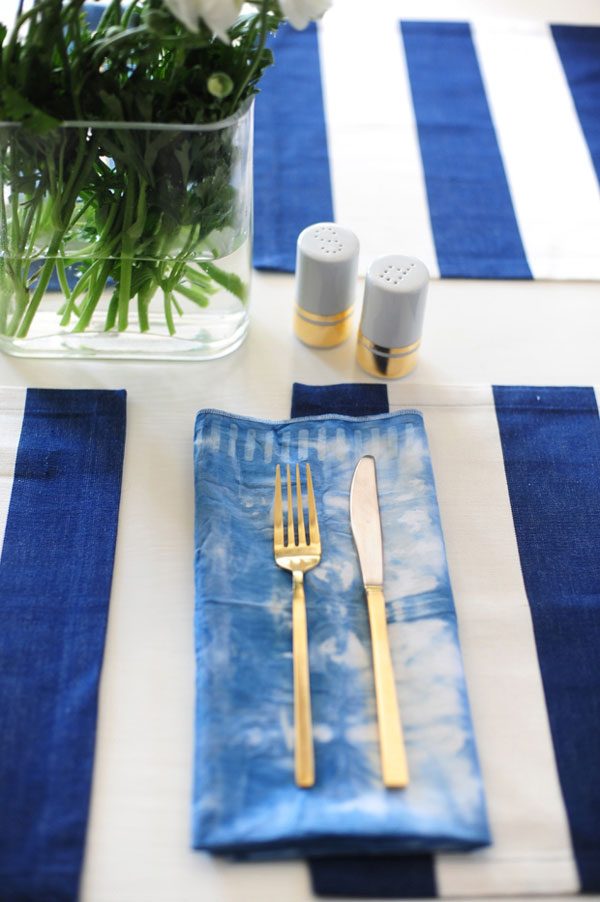 indigo table linen