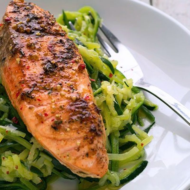 Cajun Roasted Salmon with Zucchini Noodles Recipe — Eatwell101