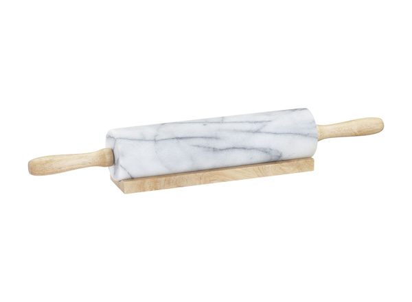 white marble rolling pin with stand