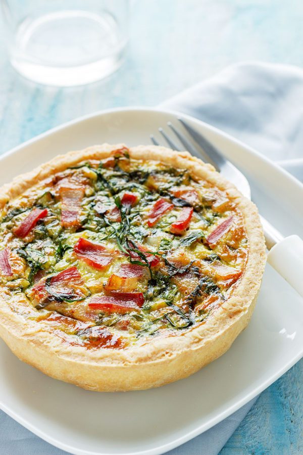 Bacon Quiche Recipe - #recipe by #eatwell101 - https://www.eatwell101.com/swiss-card-bacon-quiche-recipe