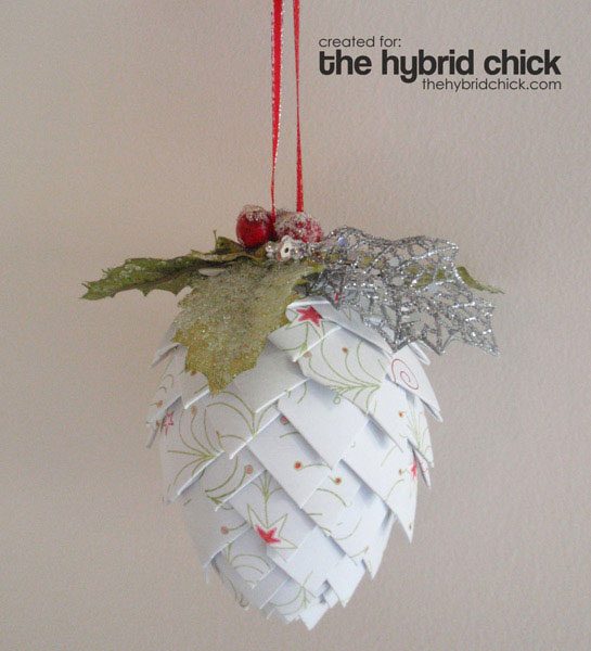 diy pinecone paper ornament