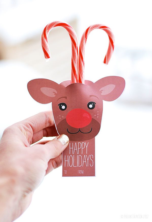 reindeer card candycane