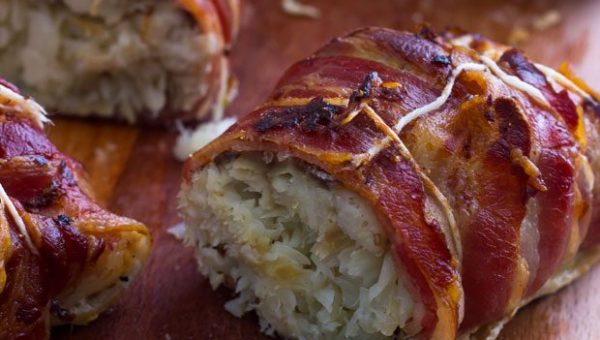 Bacon Wrapped Roast Fish - #recipe by #eatwell101 - https://www.eatwell101.com/bacon-wrapped-roast-fish-recipe