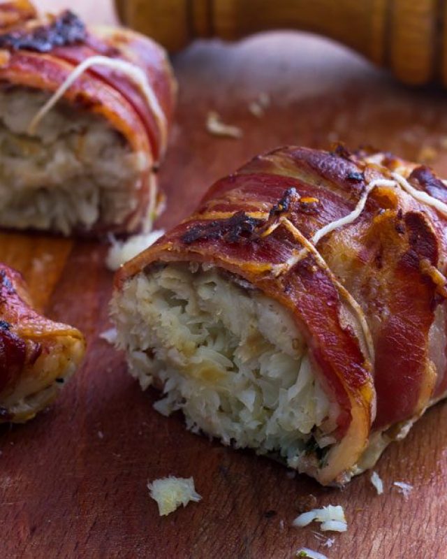 Bacon Wrapped Roast Fish - #recipe by #eatwell101 - https://www.eatwell101.com/bacon-wrapped-roast-fish-recipe