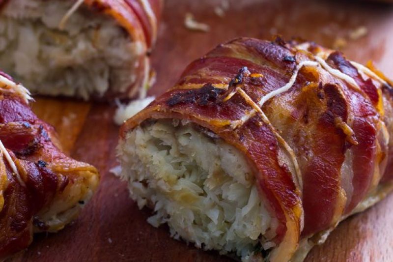 Bacon Wrapped Roast Fish - #recipe by #eatwell101 - https://www.eatwell101.com/bacon-wrapped-roast-fish-recipe