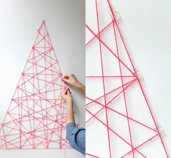 string wall hanging christmas tree